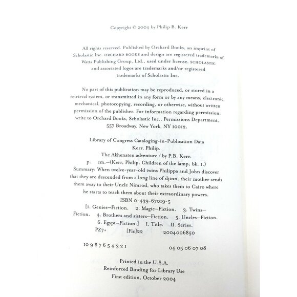 The Akhenaten Adventure (Children of the Lamp #1) P.B. Kerr 1ST ED HC - Picture 7 of 9